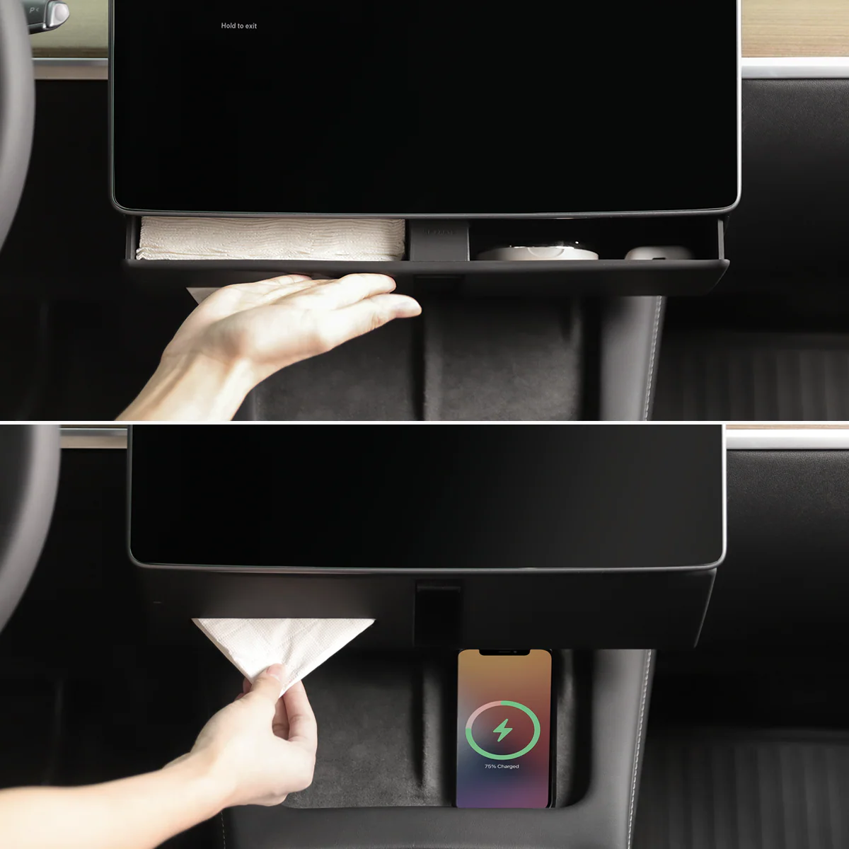 Hidden Magnetic Under Screen Storage Box for Tesla Model 3/Y - Image 7