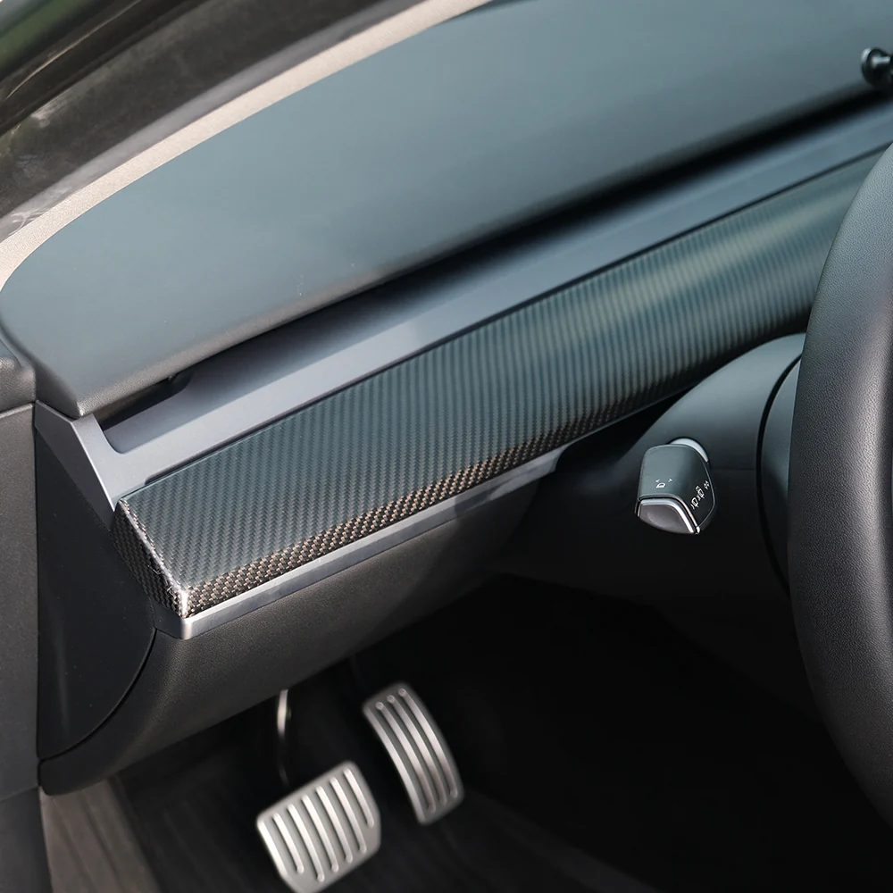Carbon Fiber Dashboard Cover Wrap & Inner Front Door Trim for Model 3/Y - Image 5