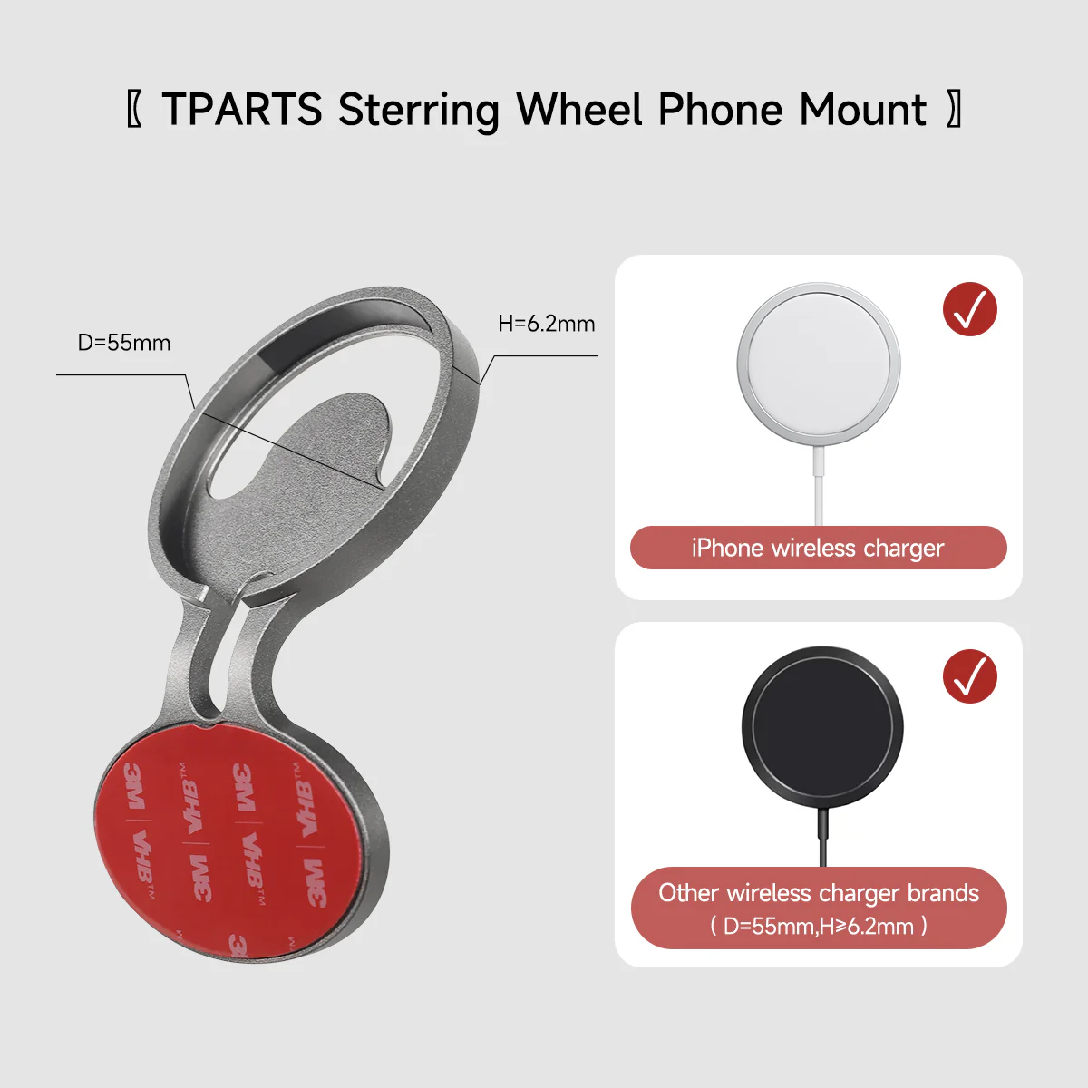 TPARTS Steering Wheel HUD Magsafe Charger Mount (Charger Not Included) - Image 4