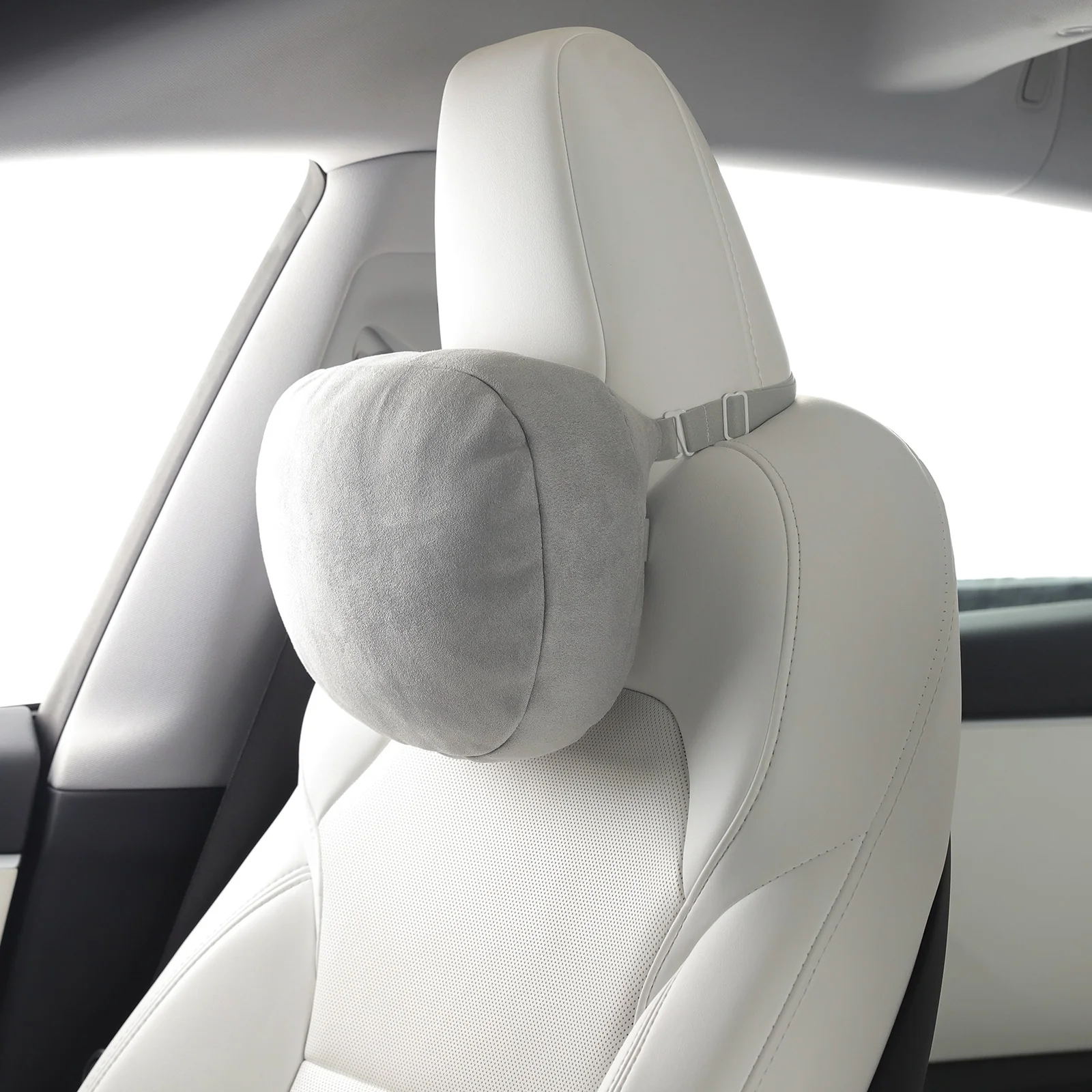 TPARTS Soft Faux Suede Headrest Neck Pillow For Tesla (Filled With Dupont™ Sorona® Sustainable Bio Fiber) - Image 4